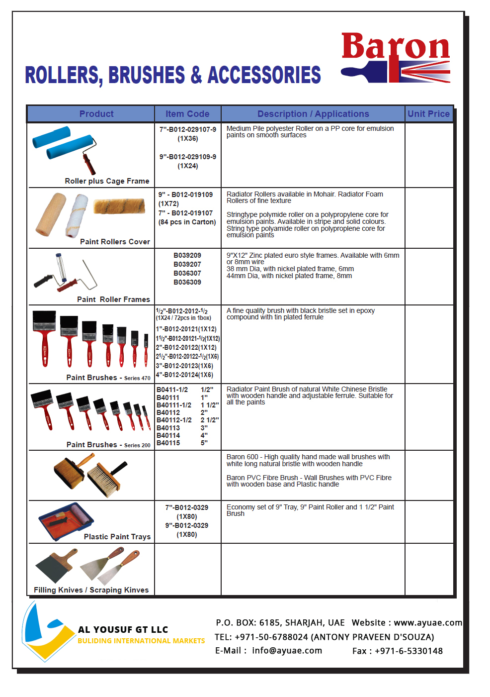 Baron paint rollers supplier in UAE